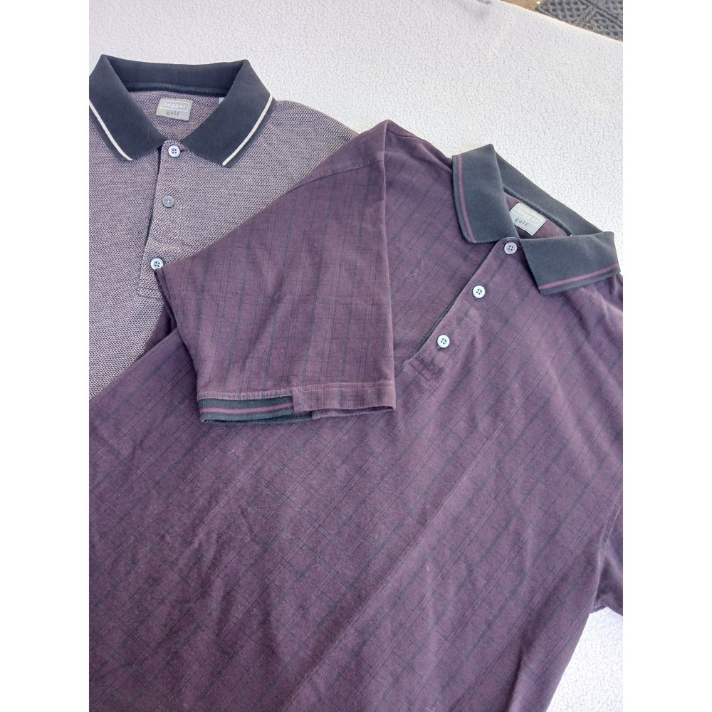 Two Haggar Golf Men's Large Polo‎ Shirts Short Sleeve Button